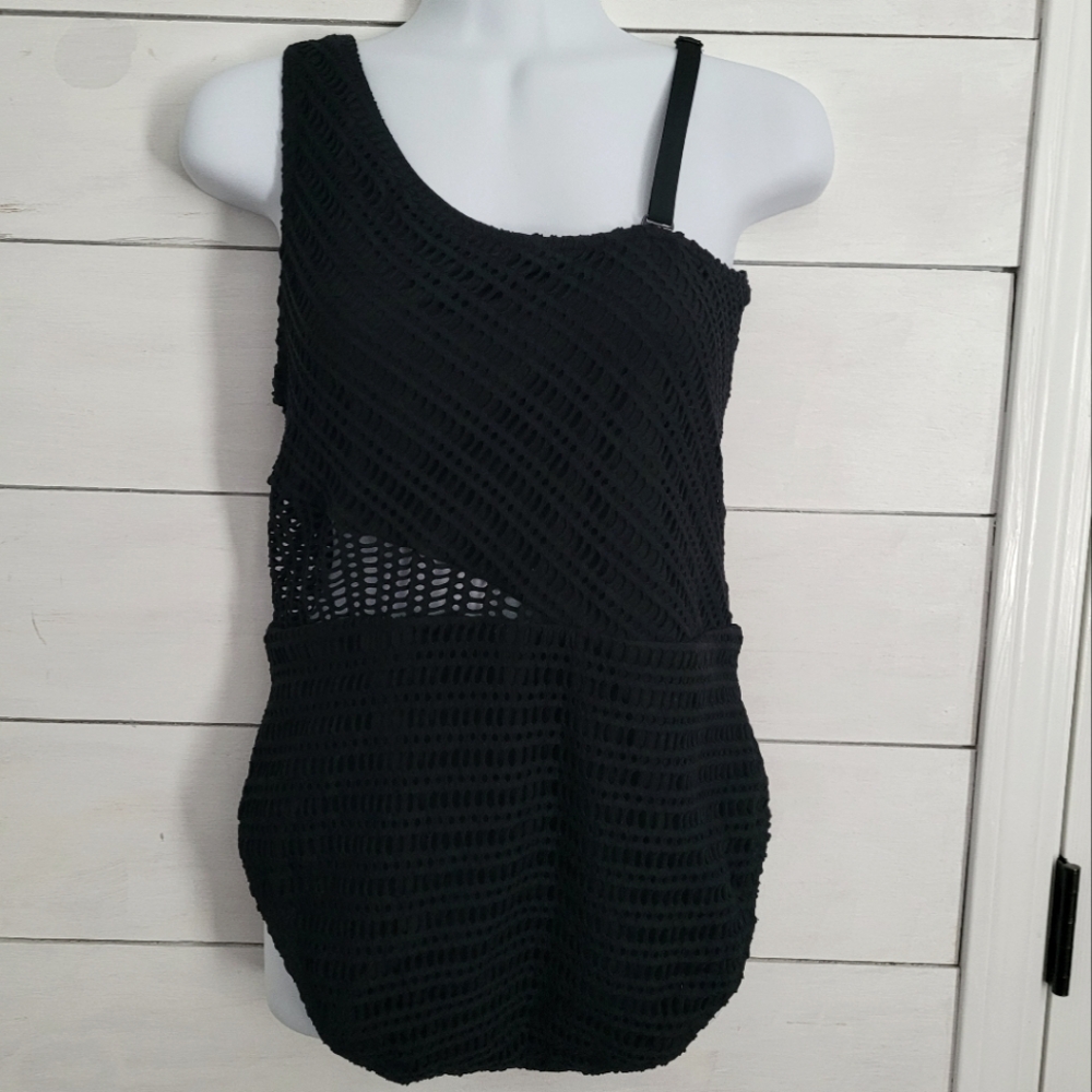 Swimsuit Contours by Coco Reef black mesh one piece size 14